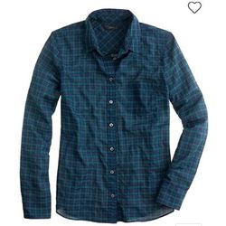 J. Crew Tops | J. Crew Crinkle Boy Shirt In Black Watch Plaid | Color: Blue/Green | Size: 0