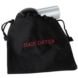 Hospitality 1 Source HDBAG Hair Dryer Bag w/ Drawstring Closure - 12" x 12", Poly/Cotton, Black w/ Red Embroidery