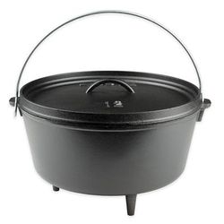 Lodge L12DCO3 8 qt Cast Iron Dutch Oven, Black