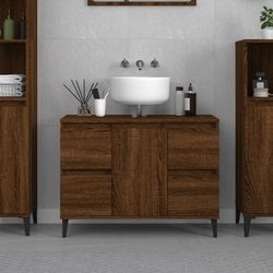 vidaXL Mobile Lavabo Rovere Marrone 80x33x60 cm in Legno Multistrato