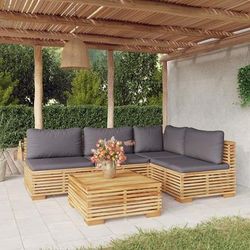 vidaXL Set Divani da Giardino 5 pz con Cuscini Legno Massello di Teak