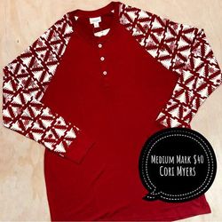 Lularoe Tops | Henley Style Baseball Tshirt Nwt | Color: Red/White | Size: M