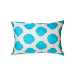 "Pasargad Silk Velvet Ikat Aqua Pillow (15" X 24") - Pasargad Home IK27"