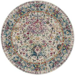 "Montana Carrey Gray/Orange Polypropylene Round Rug 7'6"x7'6"R - Amer Rug MON37676R"