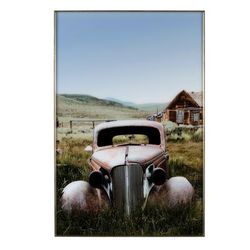 Rustic Tempered Glass Art With Champagne Frame Crestview Collection CVTOP2963