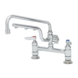 T&S B-0221-U12 Deck Mount Faucet - 12" Swing Spout, 10" Spray Arm, Chrome