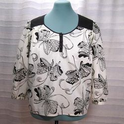 Anthropologie Tops | Anthropologie Girls From Savoy Imagining Butterflies Top - 4 | Color: Black/White | Size: 4