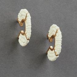 Lucky Brand Cream Beaded Hoop Earring - Women's Ladies Accessories Jewelry Earrings in Gold