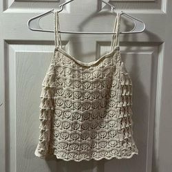 American Eagle Outfitters Tops | American Eagle Crochet Tank Top | Color: Cream/Tan | Size: M