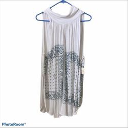 Free People Tops | Free People Top Ob578941 White Paisley Tie Back M | Color: Blue/White | Size: M