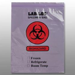 LK Packaging LAB221215PU Lab-Loc Reclosable 2-Wall Specimen Bags - 12" x 15", Polyethylene, Purple Tint, Case of 1000