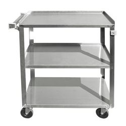 Update BC-2415SS 27"L Metal Bus Cart w/ 3 Levels, Shelves, Stainless, Silver