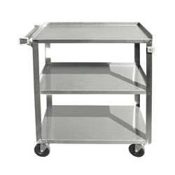 Update BC-2415SS 27"L Metal Bus Cart w/ 3 Levels, Shelves, Stainless, Silver