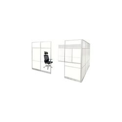 12' x 12' x 7'H White Laminate Modular Office with Clear Glass Front - Add-On Cubicle