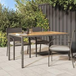 vidaXL Tavolo Giardino 150x90x75 cm Polyrattan e Legno d'Acacia Grigio