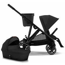 Cybex Gazelle S 2 Single-to-Double Stroller + Cot Bundle - Black Frame / Moon Black