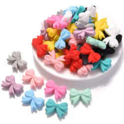 10 pièces de perles en Silicone bricolage bébé dentition nœud papillon perlé sucette chaîne collier