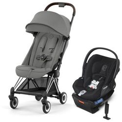 Cybex COYA Compact Stroller + Cloud Q SensorSafe Travel System Bundle - Chrome / Mirage Grey / Stard