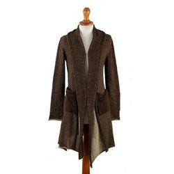 Espresso Lady,'Espresso and Beige Pima Cotton Long Cardigan from Peru'
