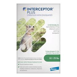 Interceptor Plus Chew For Dogs 8.1 - 25lbs (Green) 6 Chews