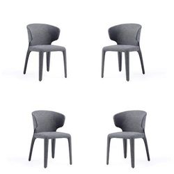 Conrad Modern Woven Tweed Dining Chair in Grey (Set of 4) - Manhattan Comfort 2-DC031-WGY
