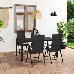 vidaXL Set da Pranzo da Giardino 5 pz Nero