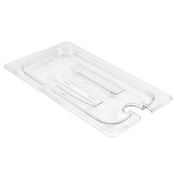 Cambro 40CWCHN135 Camwear Food Pan Cover - 1/4 Size, Notched with Handle, Clear