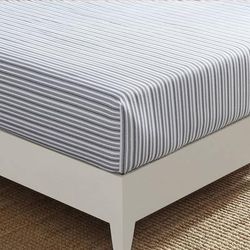 Coleridge Striped Charcoal Grey King Fitted Sheet