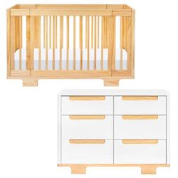 Babyletto Yuzu 8-in-1 Convertible Crib + 6-Drawer Dresser Bundle - Natural / White / Natural