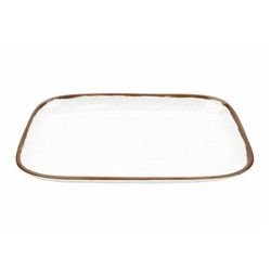 GET CS-1412-RM 14" x 11 1/2" Rectangular Rustic Mill Platter - Melamine, Rustic Mill, White, Case of 6