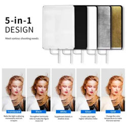 Selens Video Studio 75x90cm Stainless Steel Flag Panel Reflector Diffuser With 4 Colors Softlight