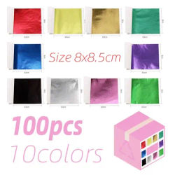 100pcs/10colors sheet Pink Gold Leaf Imitation Sliver Foil Papers DIY Art Crafts Design packaging material Food decoration