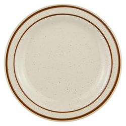 Libbey DSD-5 5 1/2" Round Desert Sand Plate - Speckled, (2) Brown Bands, White