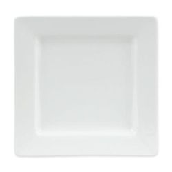Libbey SL-7 7 1/4" Square Porcelain Plate, Slate, White
