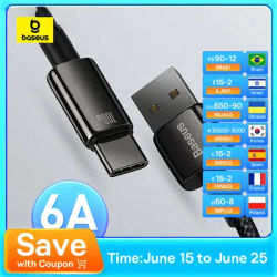 Baseus 100W USB Type C Cable For Samsung Pro Fast Charging Wire USB-C Charger Data Cord For Huawei