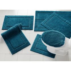 BH Studio Luxe Bath Rugs by BrylaneHome in Teal (Size CONTOUR) Bath Mat