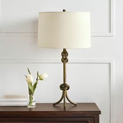 Keeley Table Lamp - Tapered Lamp Shade, Tapered Shade in Arctic Blue, Brass Base with Tapered Shade in Arctic Blue - Frontgate