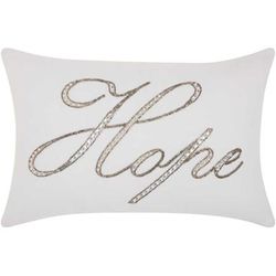 "Kathy Ireland Beaded "Hope" White Throw Pillow - Nourison E2306"