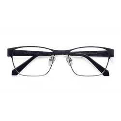Unisex s rectangle Black Silver Metal Prescription eyeglasses - Eyebuydirect s Admire