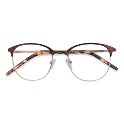 Unisex s square Brown Golden Metal Prescription eyeglasses - Eyebuydirect s Perceive