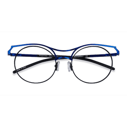 Female s round Blue Black Metal Prescription eyeglasses - Eyebuydirect s Proximo