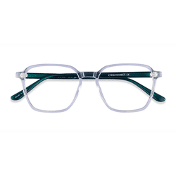 Unisex s square Clear Teal Acetate Prescription eyeglasses - Eyebuydirect s Stage