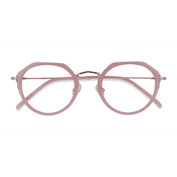 Female s geometric Pink Rose Gold Acetate,Metal Prescription eyeglasses - Eyebuydirect s Claire