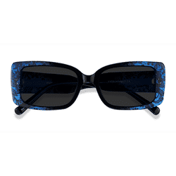 Female s rectangle Clear Blue Floral Acetate Prescription sunglasses - Eyebuydirect s Rime