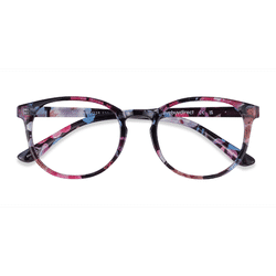 Female s round Pink Floral Plastic Prescription eyeglasses - Eyebuydirect s Muse