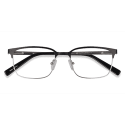 Unisex s rectangle Black Silver Metal Prescription eyeglasses - Eyebuydirect s Manchester