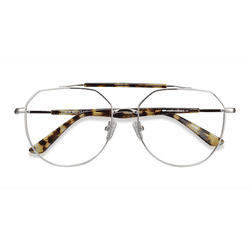 Unisex s aviator Silver Tortoise Metal Prescription eyeglasses - Eyebuydirect s Coxon
