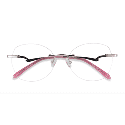 Female s oval Silver Metal Prescription eyeglasses - Eyebuydirect s Ajar