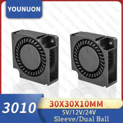 YOUNUON Dual Ball Bearing 30x30x10mm Blower Fan DC 5V/12V/24V 30mm 3010 Turbo Blower Cooling Fan 3D Printer Cooler Fan