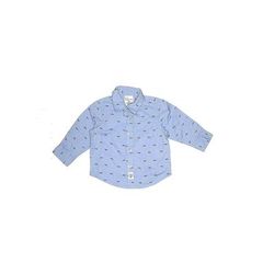 Baby Bum Long Sleeve Button Down Shirt: Blue Hearts Tops - Size 12 Month